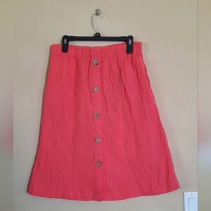 Appleseeds Pink Cotton Button Down Skirt